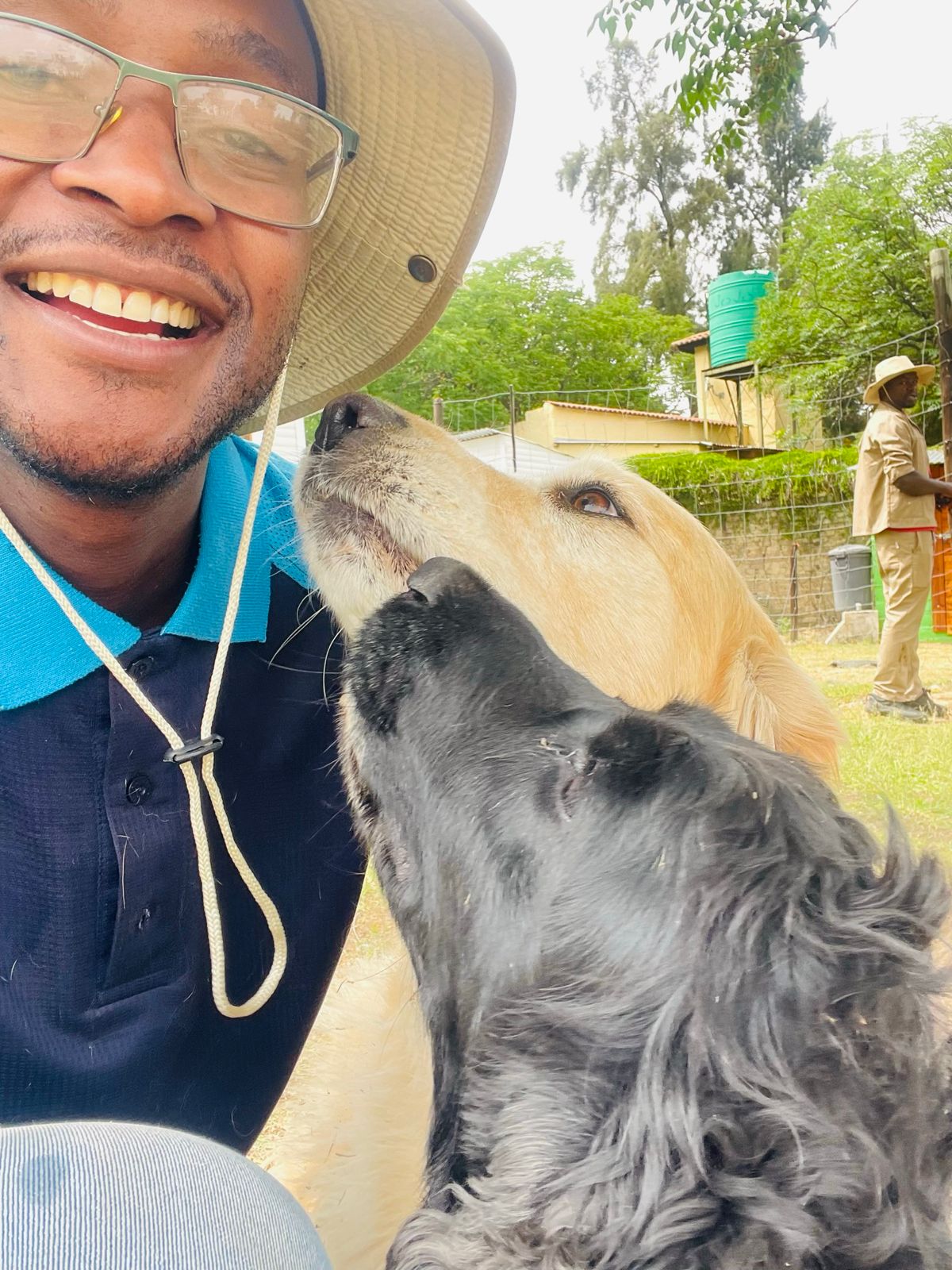 Akim with dogs outdoors